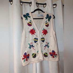 Knit Christmas Sweater Vest With Ornaments